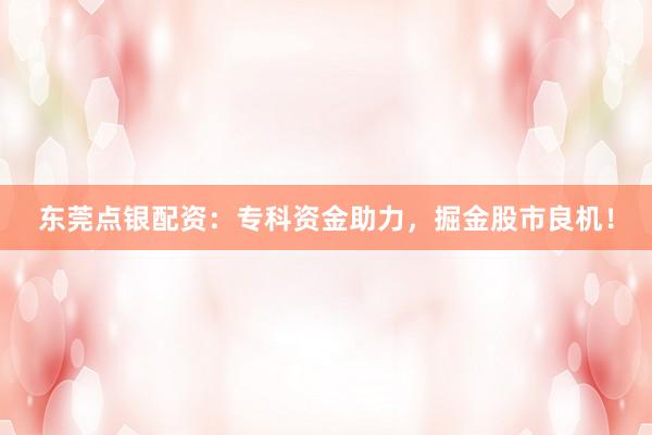 東莞點銀配資：專科資金助力，掘金股市良機！