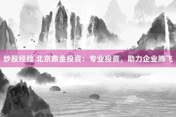 炒股經(jīng)驗 北京鼎金投資：專業(yè)投資，助力企業(yè)騰飛