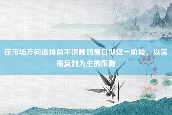 在市場(chǎng)方向選擇尚不清晰的窗口期這一階段，以策略復(fù)制為主的跟隨