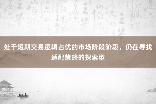 處于短期交易邏輯占優(yōu)的市場(chǎng)階段階段，仍在尋找適配策略的探索型