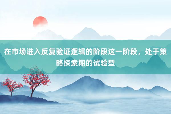 在市場進入反復驗證邏輯的階段這一階段，處于策略探索期的試驗型