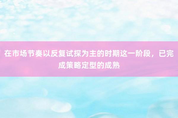 在市場節(jié)奏以反復(fù)試探為主的時期這一階段，已完成策略定型的成熟
