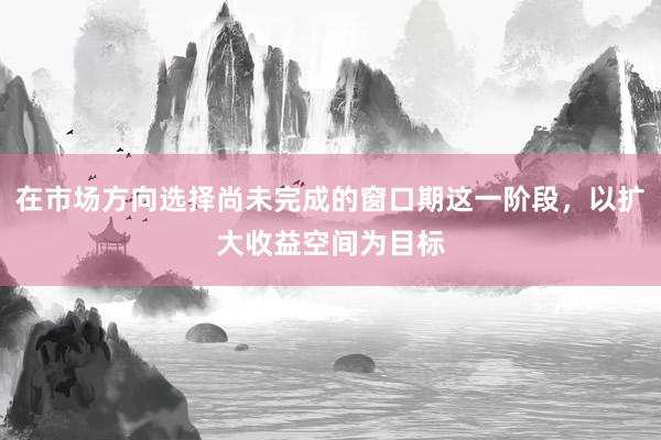 在市場方向選擇尚未完成的窗口期這一階段，以擴(kuò)大收益空間為目標(biāo)