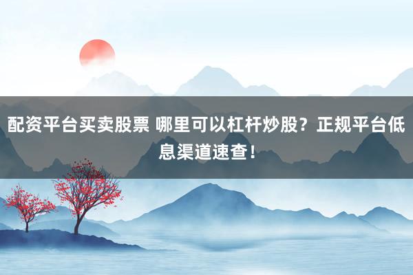 配資平臺買賣股票 哪里可以杠桿炒股？正規(guī)平臺低息渠道速查！